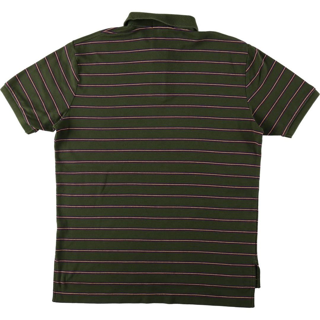 Ralph Lauren POLO by Ralph Lauren Multi-border short sleeve striped polo shirt Men's size L cotton dark green Vintage Second Hand