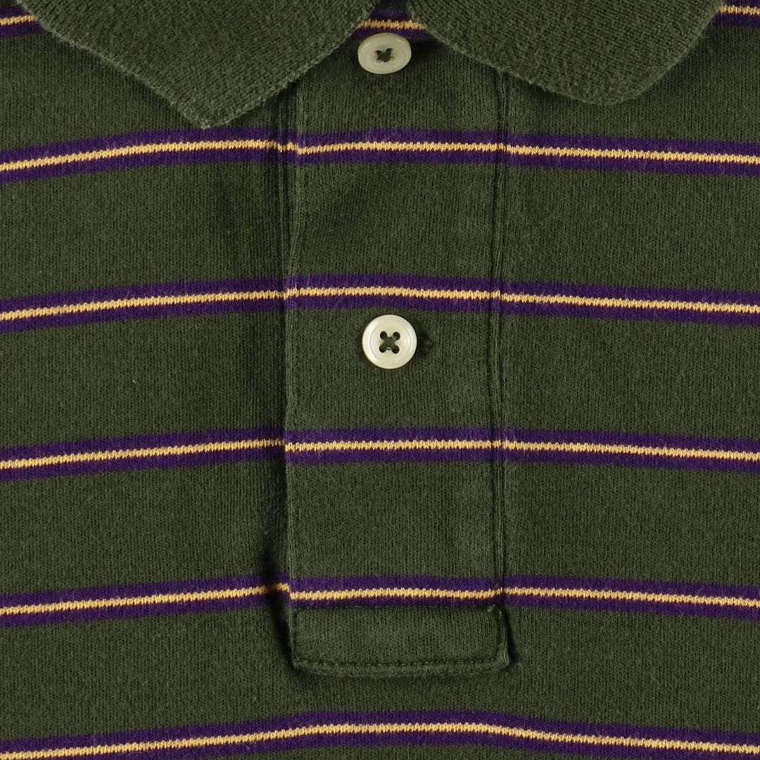 Ralph Lauren POLO by Ralph Lauren Multi-border short sleeve striped polo shirt Men's size L cotton dark green Vintage Second Hand