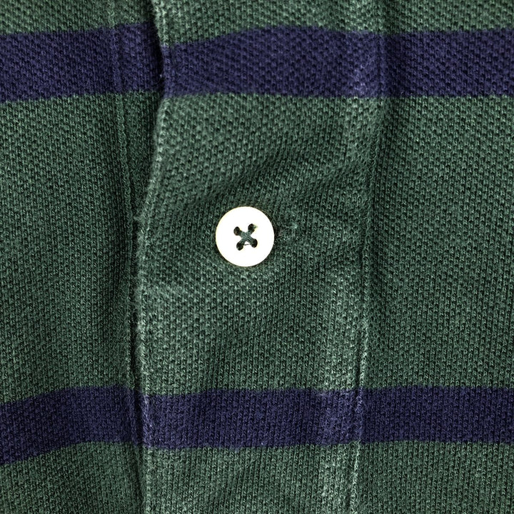 Ralph Lauren POLO by Ralph Lauren short sleeve striped polo shirt, men's XL size cotton Green type dark green Vintage Second Hand