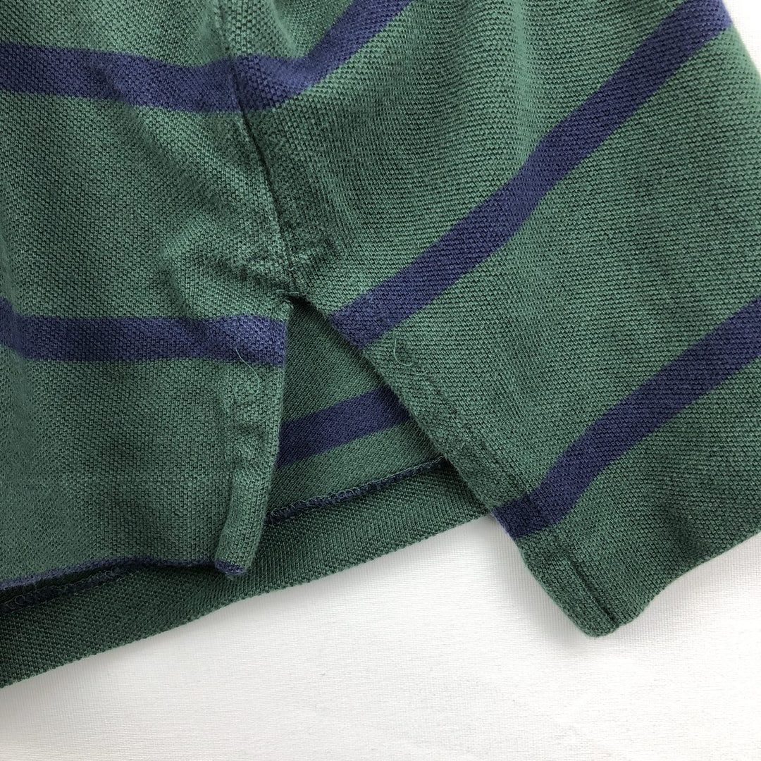 Ralph Lauren POLO by Ralph Lauren short sleeve striped polo shirt, men's XL size cotton Green type dark green Vintage Second Hand