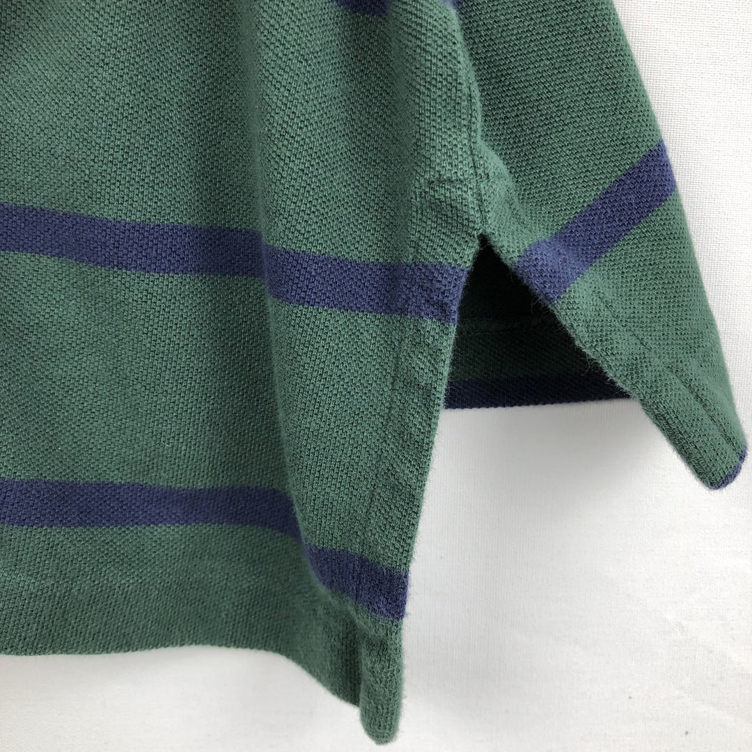 Ralph Lauren POLO by Ralph Lauren short sleeve striped polo shirt, men's XL size cotton Green type dark green Vintage Second Hand
