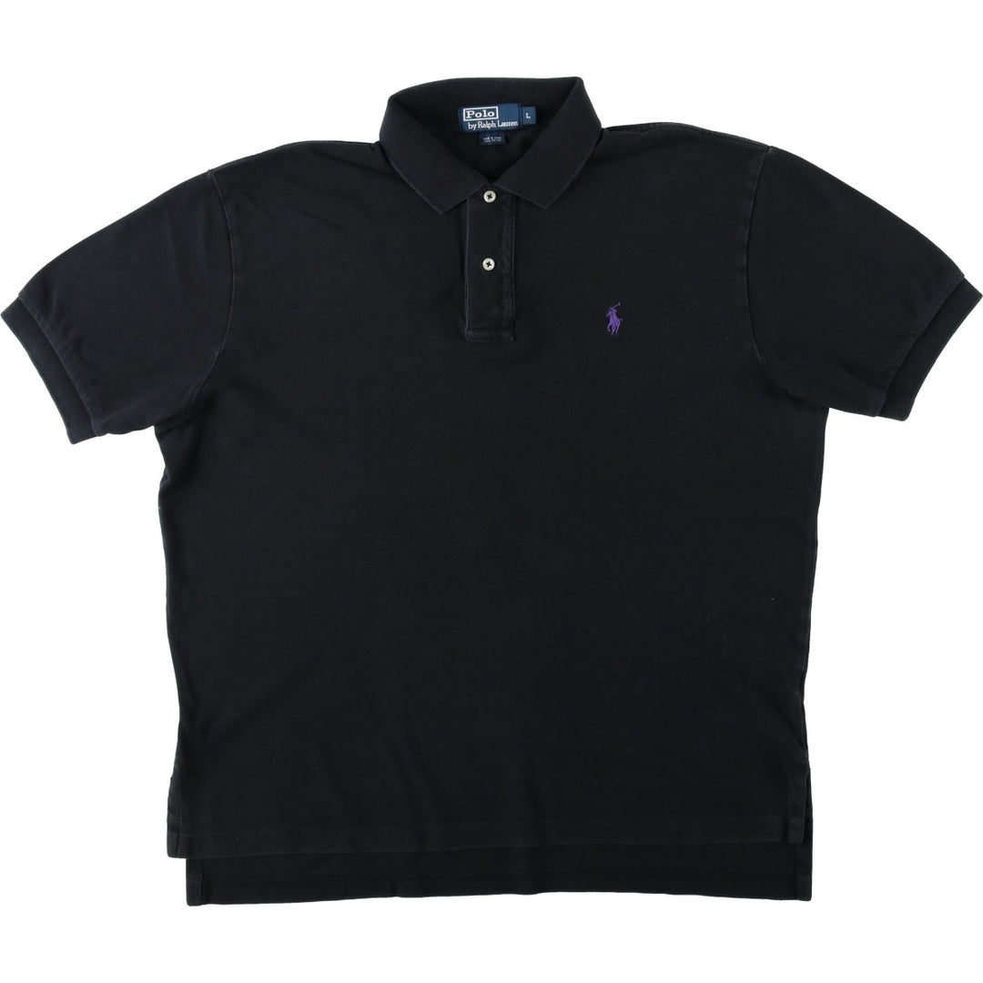 Ralph Lauren POLO by Ralph Lauren short sleeve polo shirt, men's size L cotton black type Vintage Second Hand