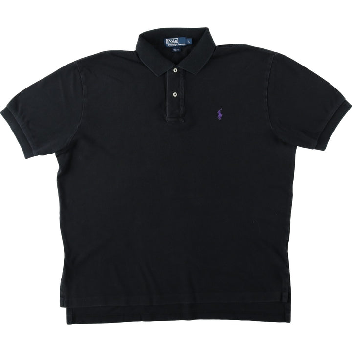 Ralph Lauren POLO by Ralph Lauren short sleeve polo shirt, men's size L cotton black type Vintage Second Hand