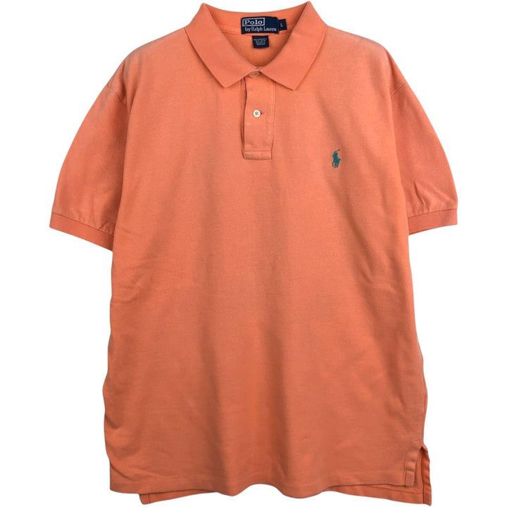Ralph Lauren POLO by Ralph Lauren short sleeve polo shirt, men's size L cotton coral Vintage Second Hand