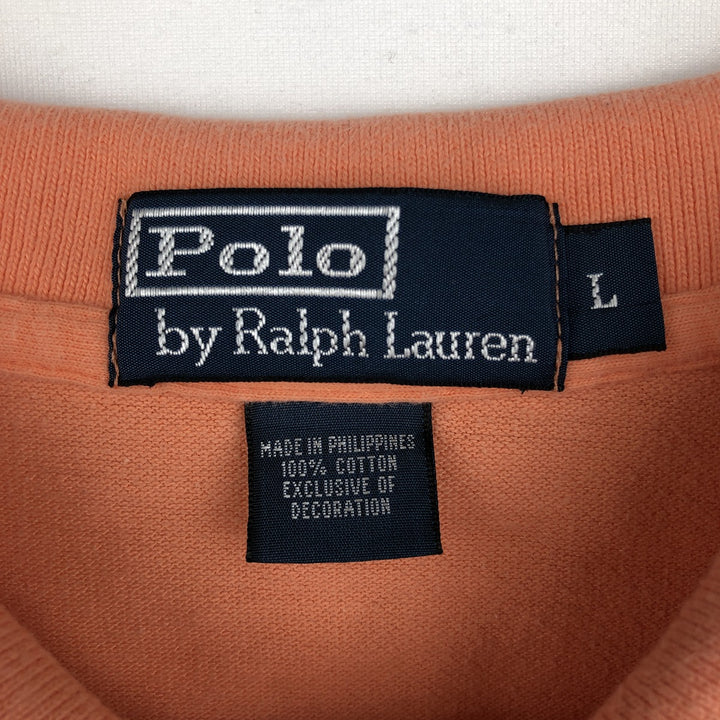 Ralph Lauren POLO by Ralph Lauren short sleeve polo shirt, men's size L cotton coral Vintage Second Hand
