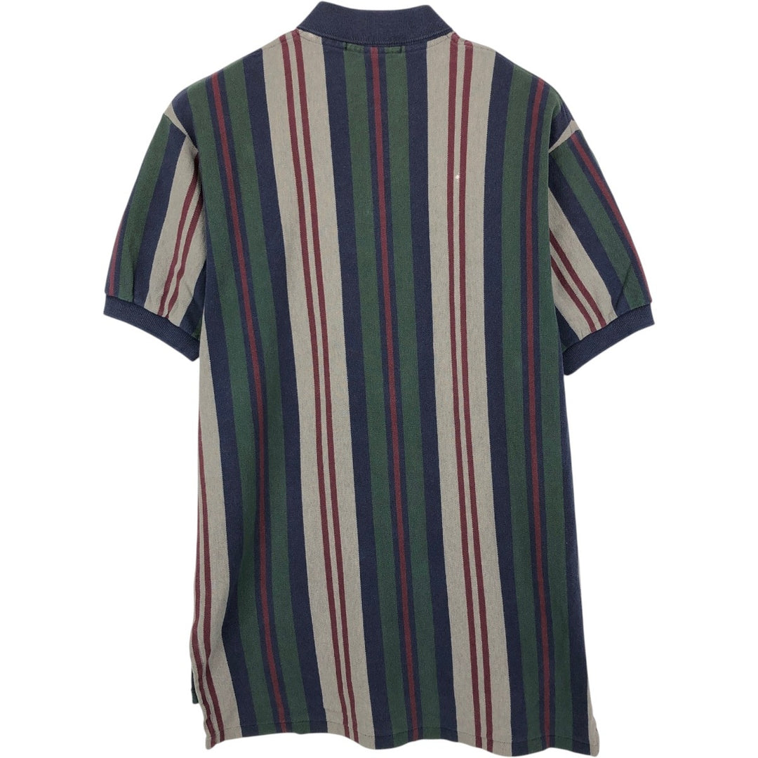 1990'S Ralph Lauren POLO by Ralph Lauren Multi-stripe Short-Sleeve Polo Shirt, Made in USA, Men's Size M (approx.) cotton navy blue type Vintage Second Hand
