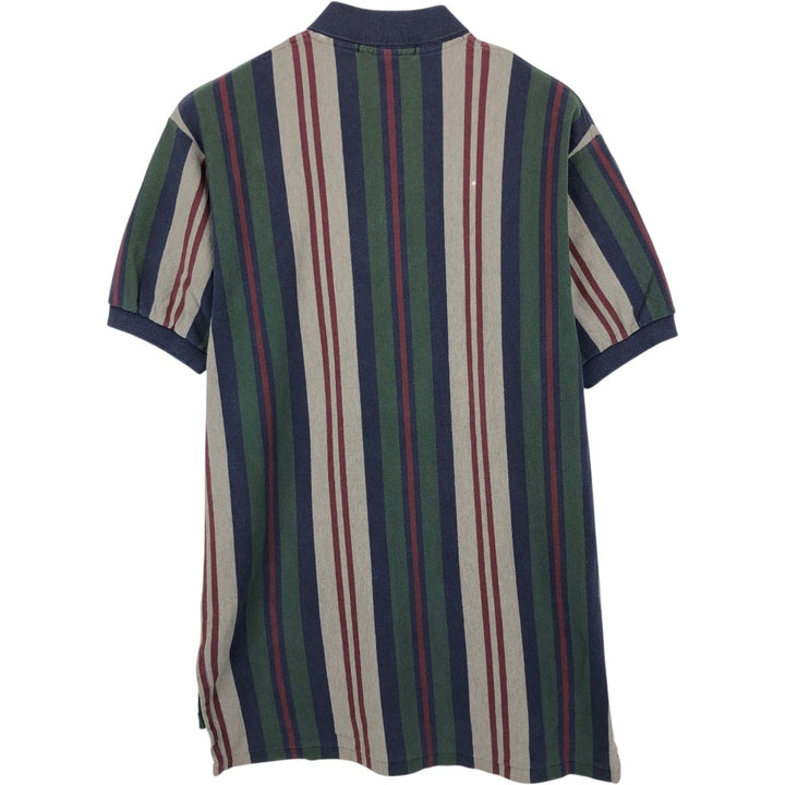 1990'S Ralph Lauren POLO by Ralph Lauren Multi-stripe Short-Sleeve Polo Shirt, Made in USA, Men's Size M (approx.) cotton navy blue type Vintage Second Hand