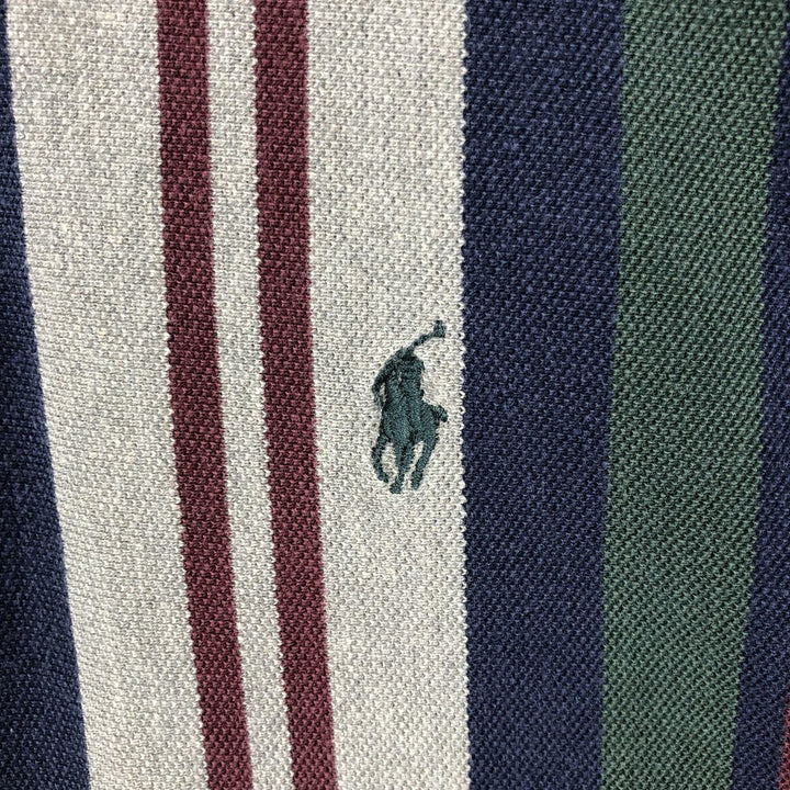 1990'S Ralph Lauren POLO by Ralph Lauren Multi-stripe Short-Sleeve Polo Shirt, Made in USA, Men's Size M (approx.) cotton navy blue type Vintage Second Hand