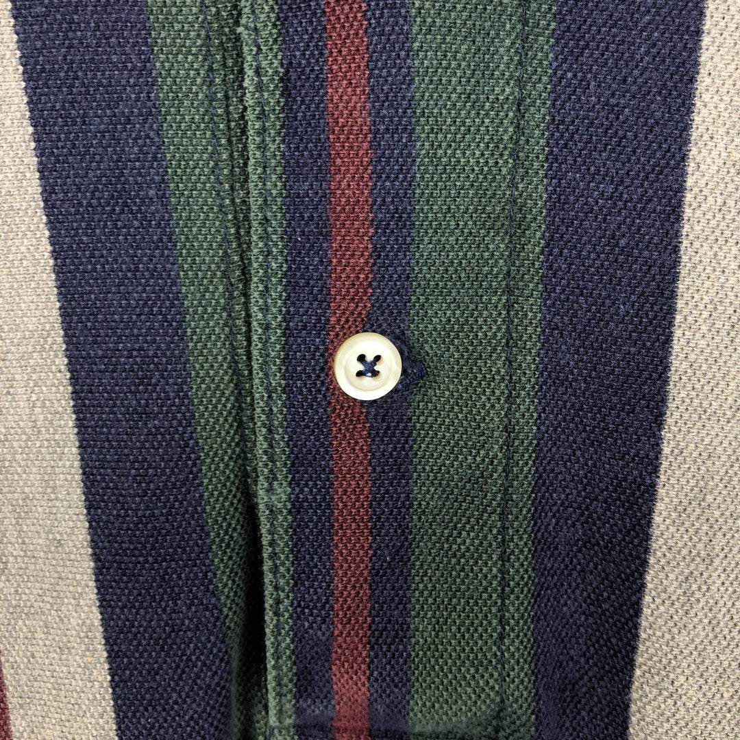 1990'S Ralph Lauren POLO by Ralph Lauren Multi-stripe Short-Sleeve Polo Shirt, Made in USA, Men's Size M (approx.) cotton navy blue type Vintage Second Hand