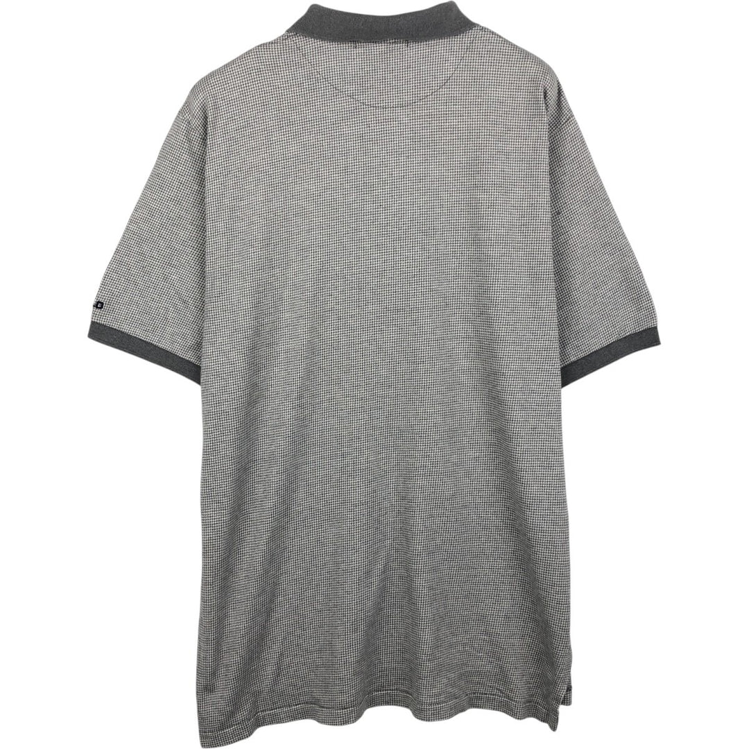 90'S Ralph Lauren POLO by Ralph Lauren Houndstooth Pattern Short-Sleeve Polo Shirt, Made in USA, Men's XL (approx.) Vintage cotton gray type Vintage Second Hand