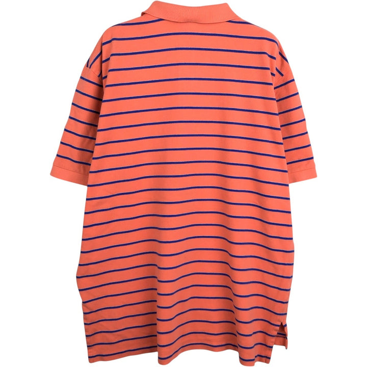Ralph Lauren POLO by Ralph Lauren short sleeve striped polo shirt, men's XXL size cotton coral Vintage Second Hand