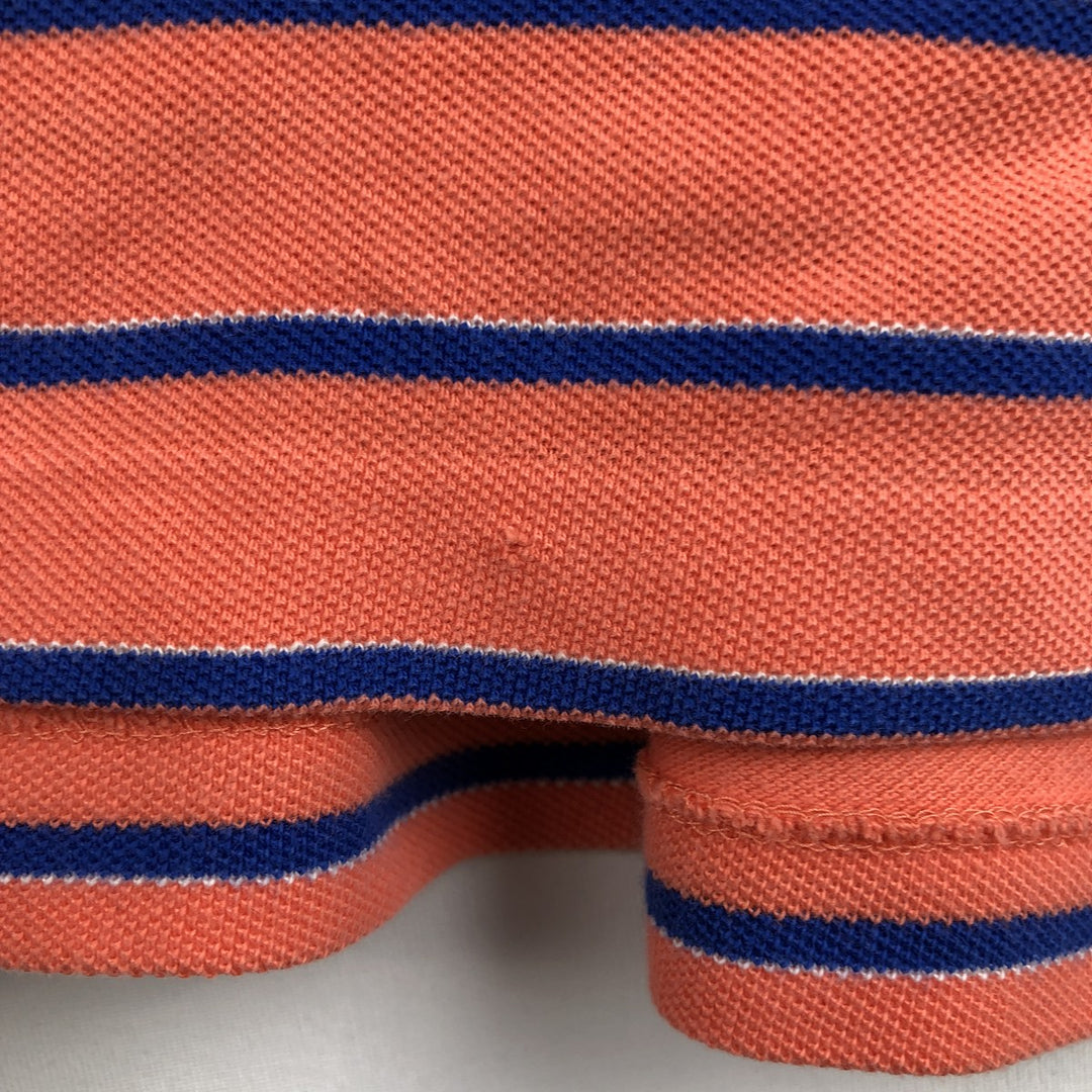 Ralph Lauren POLO by Ralph Lauren short sleeve striped polo shirt, men's XXL size cotton coral Vintage Second Hand