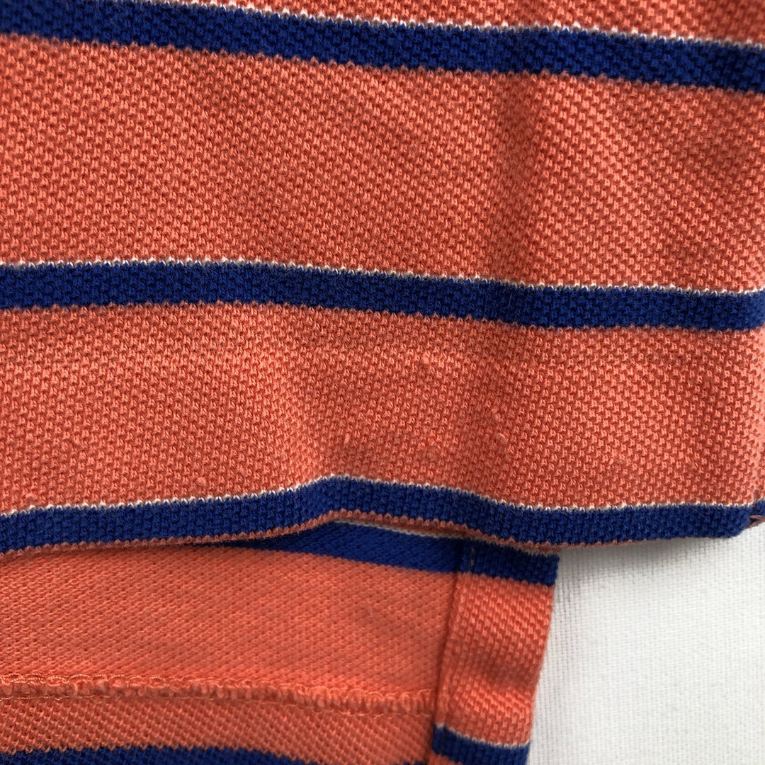 Ralph Lauren POLO by Ralph Lauren short sleeve striped polo shirt, men's XXL size cotton coral Vintage Second Hand
