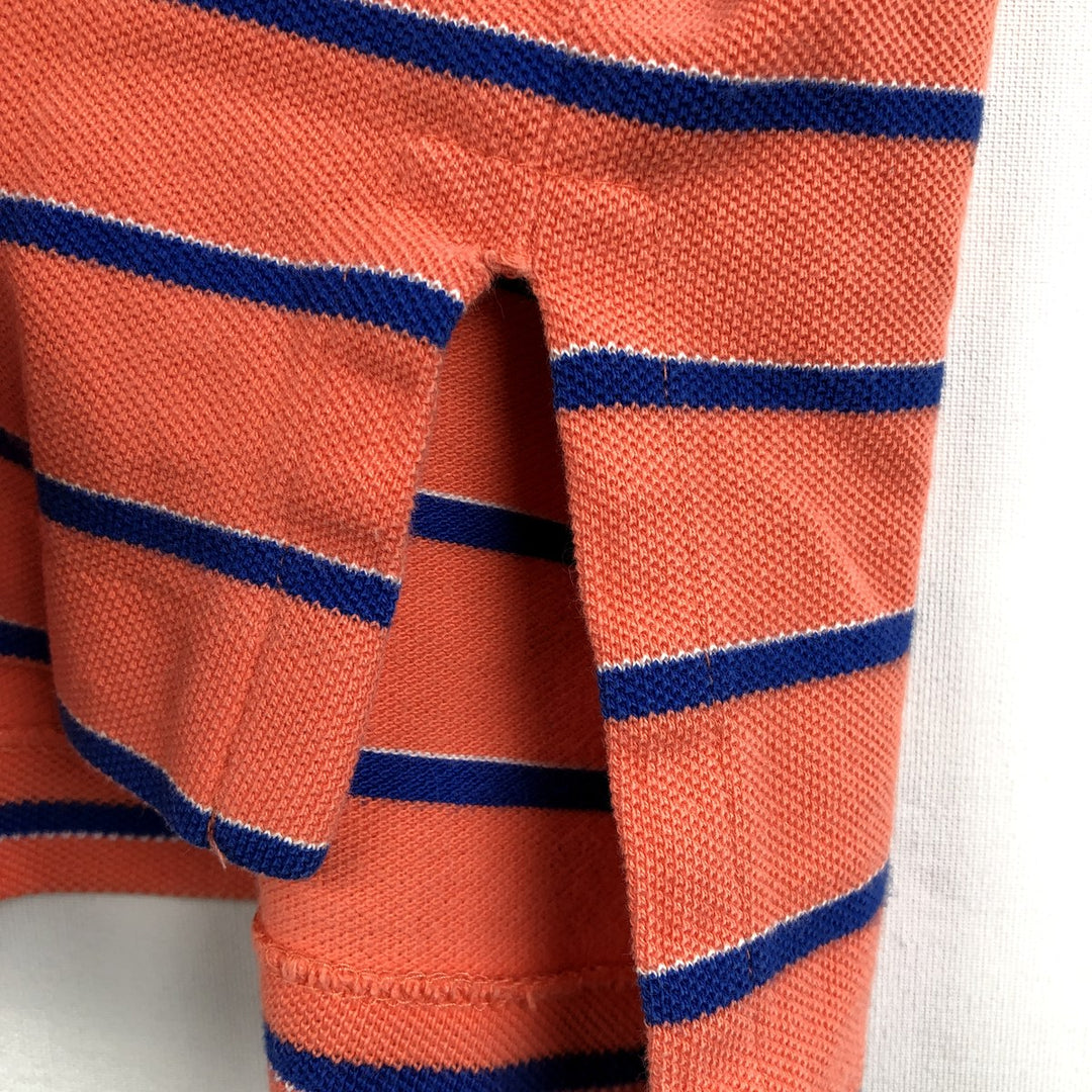 Ralph Lauren POLO by Ralph Lauren short sleeve striped polo shirt, men's XXL size cotton coral Vintage Second Hand