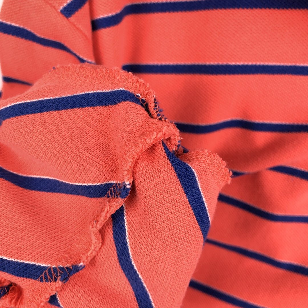 Ralph Lauren POLO by Ralph Lauren short sleeve striped polo shirt, men's XXL size cotton coral Vintage Second Hand