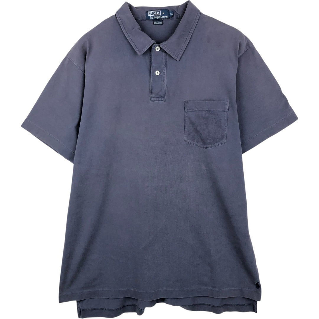 Ralph Lauren POLO by Ralph Lauren short sleeve polo shirt, men's XL size cotton navy blue type Vintage Second Hand