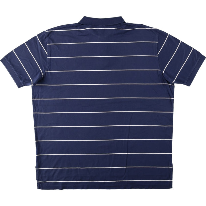 Ralph Lauren POLO by Ralph Lauren short sleeve striped polo shirt, men's XXL size Pima Cotton black type Vintage Second Hand