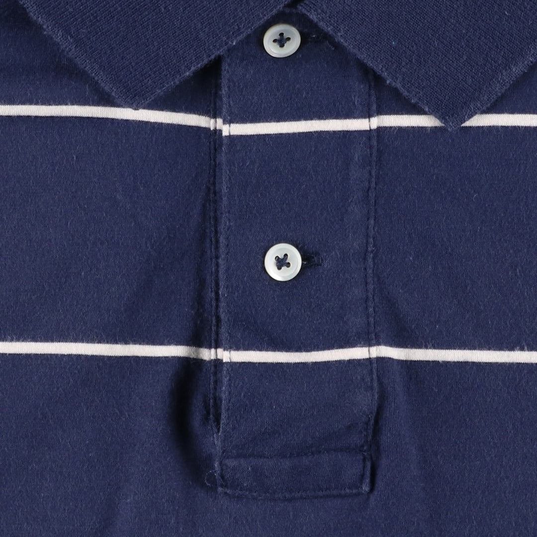 Ralph Lauren POLO by Ralph Lauren short sleeve striped polo shirt, men's XXL size Pima Cotton black type Vintage Second Hand
