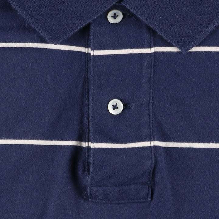 Ralph Lauren POLO by Ralph Lauren short sleeve striped polo shirt, men's XXL size Pima Cotton black type Vintage Second Hand
