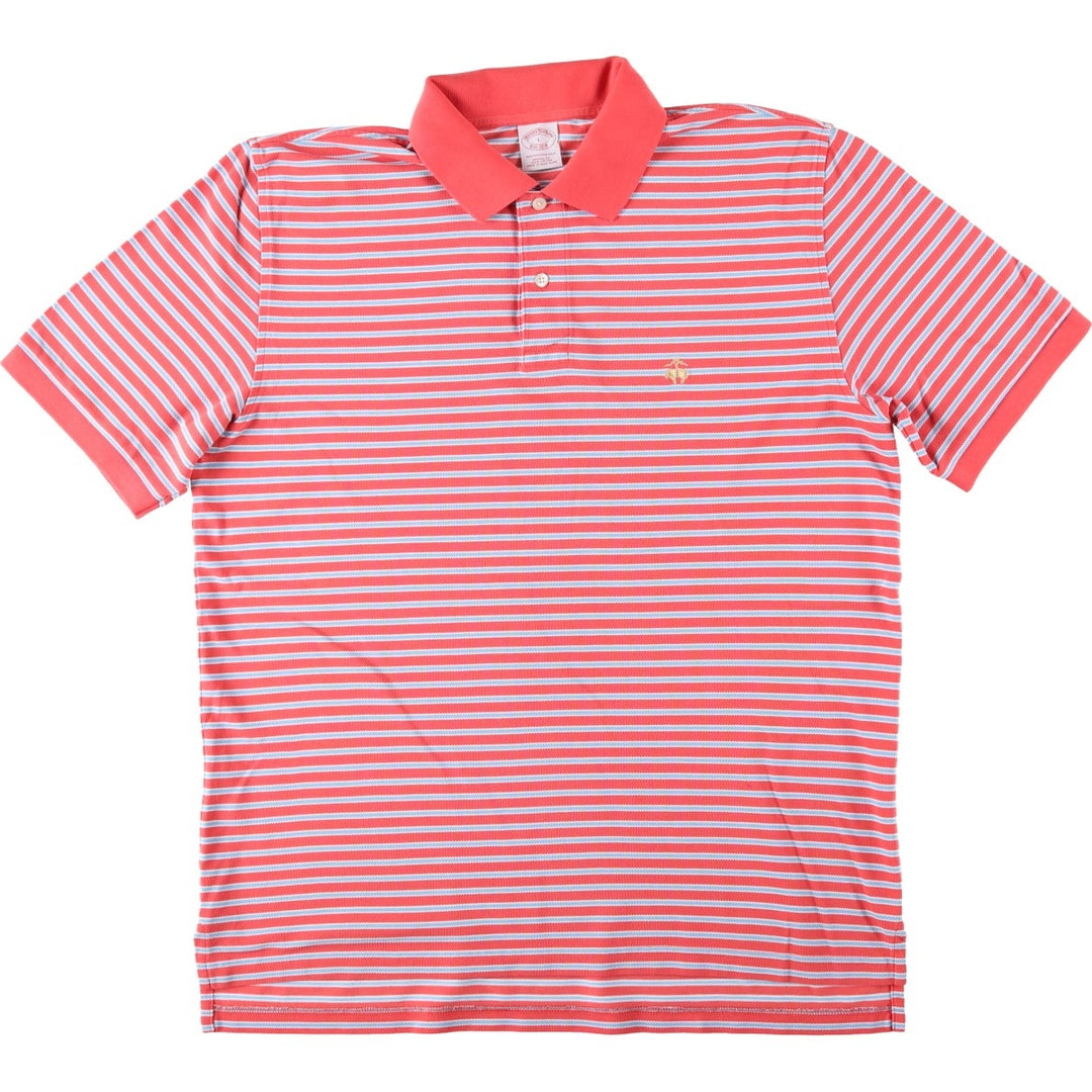 Brooks Brothers Est.1818 Multi-stripe Short-Sleeve Polo Shirt, Men's Size L (approx.) cotton red type Vintage Second Hand