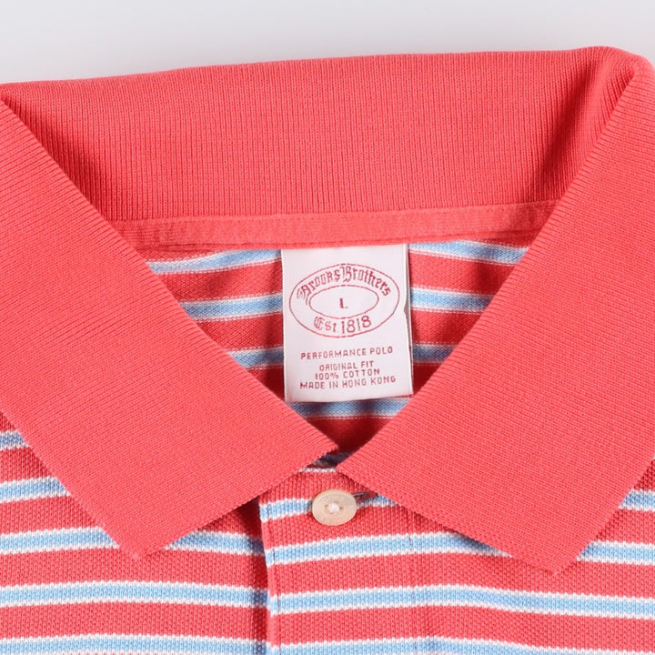 Brooks Brothers Est.1818 Multi-stripe Short-Sleeve Polo Shirt, Men's Size L (approx.) cotton red type Vintage Second Hand