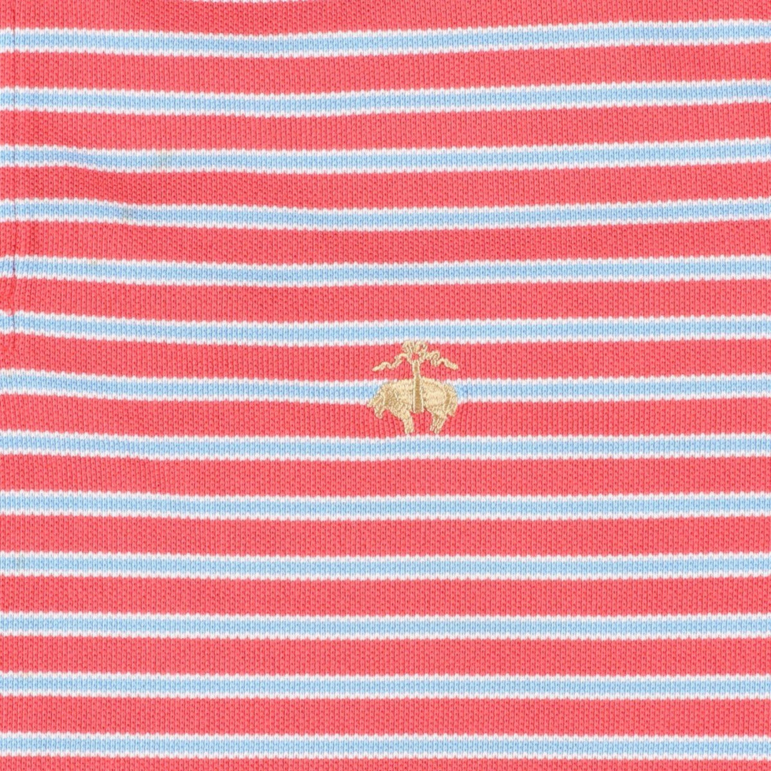 Brooks Brothers Est.1818 Multi-stripe Short-Sleeve Polo Shirt, Men's Size L (approx.) cotton red type Vintage Second Hand