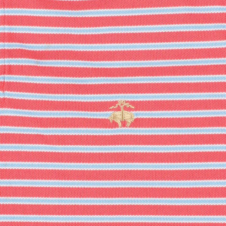 Brooks Brothers Est.1818 Multi-stripe Short-Sleeve Polo Shirt, Men's Size L (approx.) cotton red type Vintage Second Hand