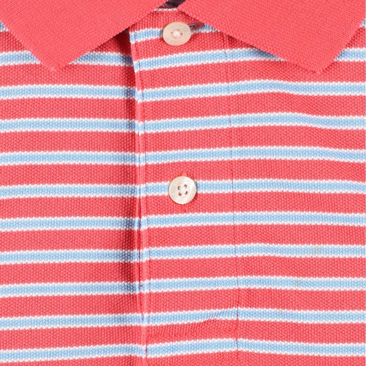 Brooks Brothers Est.1818 Multi-stripe Short-Sleeve Polo Shirt, Men's Size L (approx.) cotton red type Vintage Second Hand