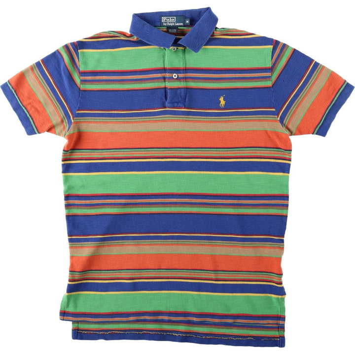 Ralph Lauren POLO by Ralph Lauren Multi-border short sleeve striped polo shirt Men's M size cotton blue type Vintage Second Hand