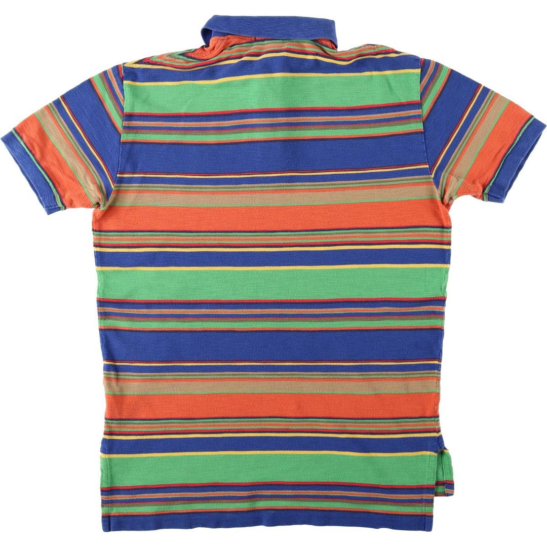 Ralph Lauren POLO by Ralph Lauren Multi-border short sleeve striped polo shirt Men's M size cotton blue type Vintage Second Hand