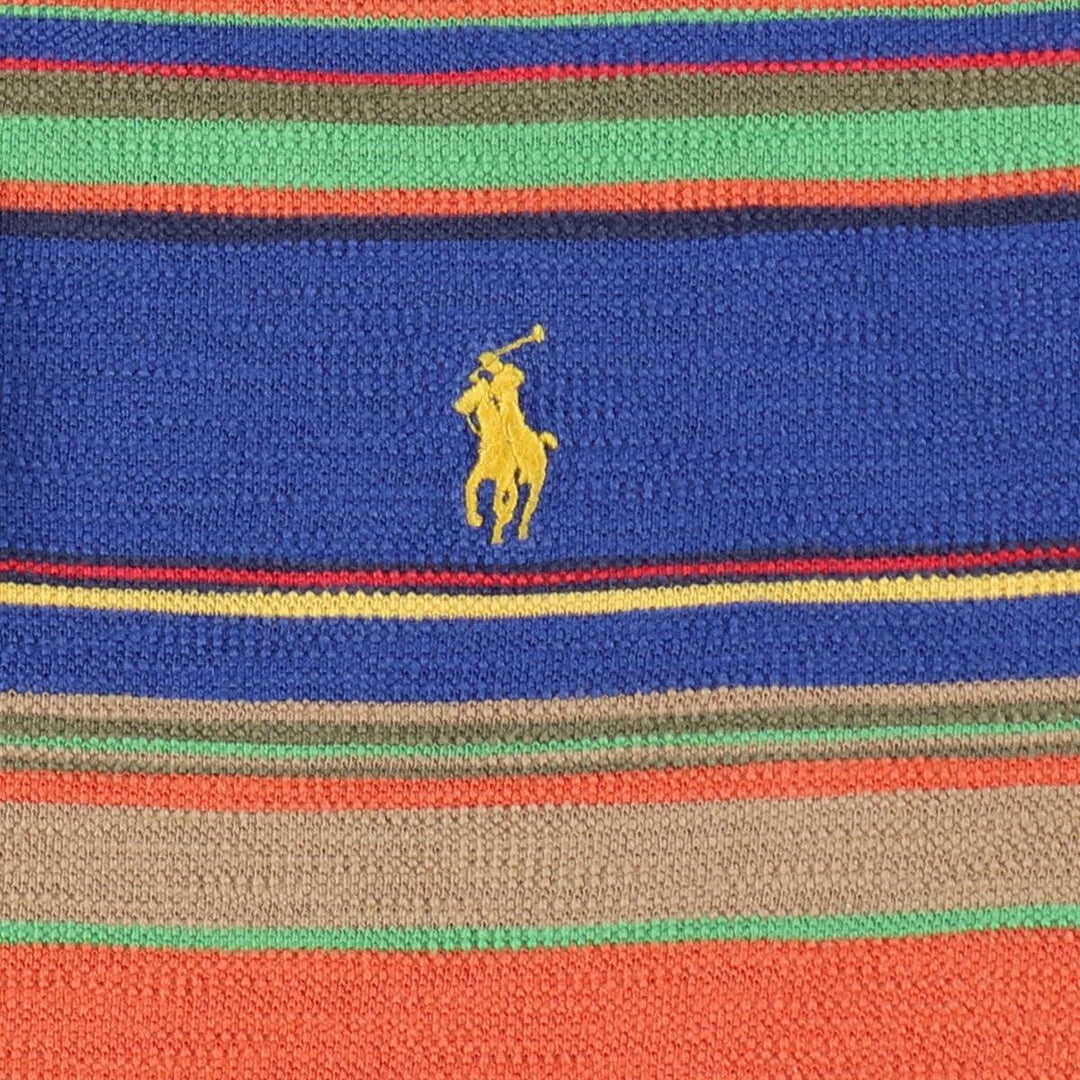 Ralph Lauren POLO by Ralph Lauren Multi-border short sleeve striped polo shirt Men's M size cotton blue type Vintage Second Hand