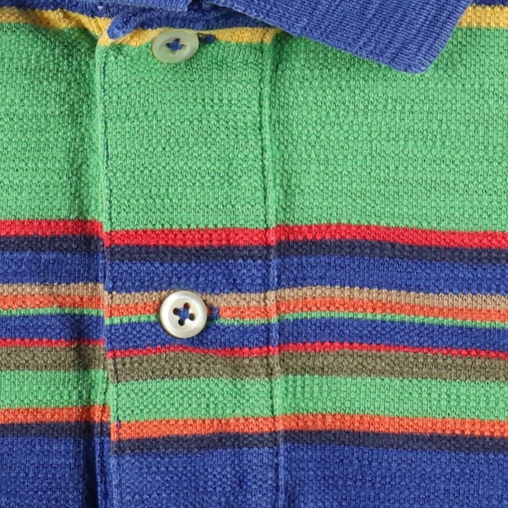 Ralph Lauren POLO by Ralph Lauren Multi-border short sleeve striped polo shirt Men's M size cotton blue type Vintage Second Hand