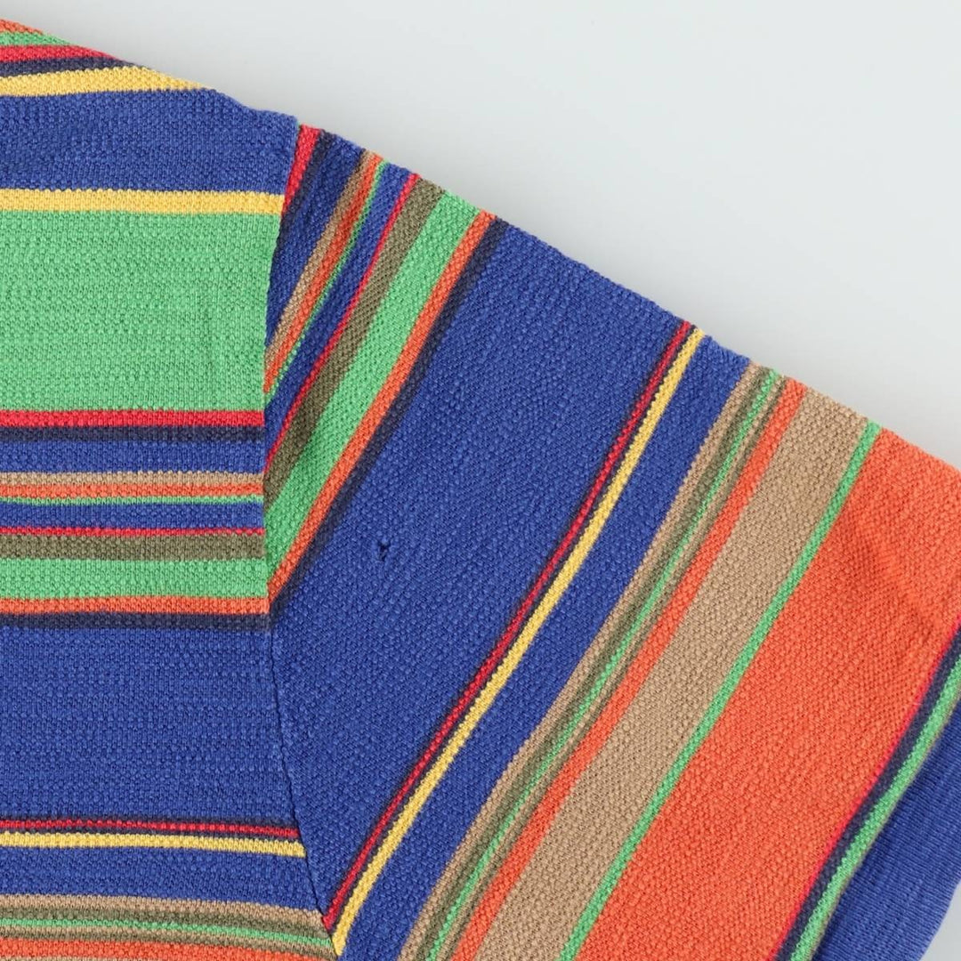 Ralph Lauren POLO by Ralph Lauren Multi-border short sleeve striped polo shirt Men's M size cotton blue type Vintage Second Hand