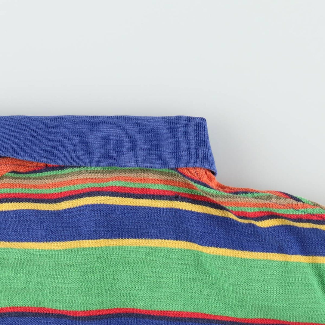Ralph Lauren POLO by Ralph Lauren Multi-border short sleeve striped polo shirt Men's M size cotton blue type Vintage Second Hand