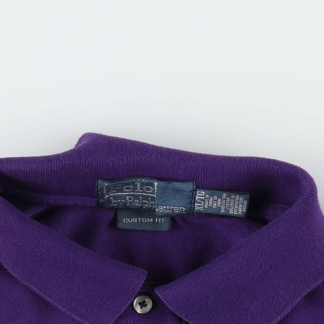 Ralph Lauren POLO by Ralph Lauren CUSTOM FIT short sleeve polo shirt, men's XL size cotton purple type Vintage Second Hand