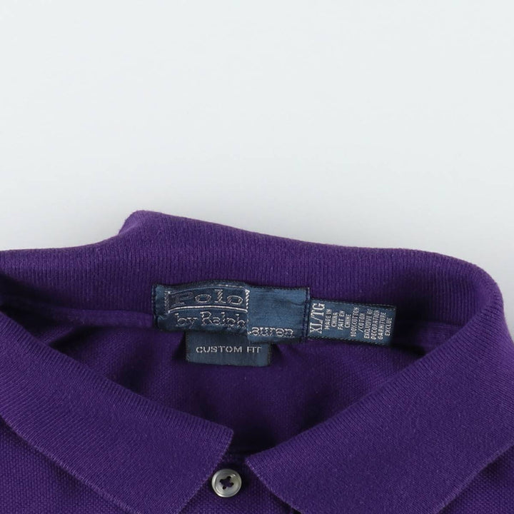 Ralph Lauren POLO by Ralph Lauren CUSTOM FIT short sleeve polo shirt, men's XL size cotton purple type Vintage Second Hand