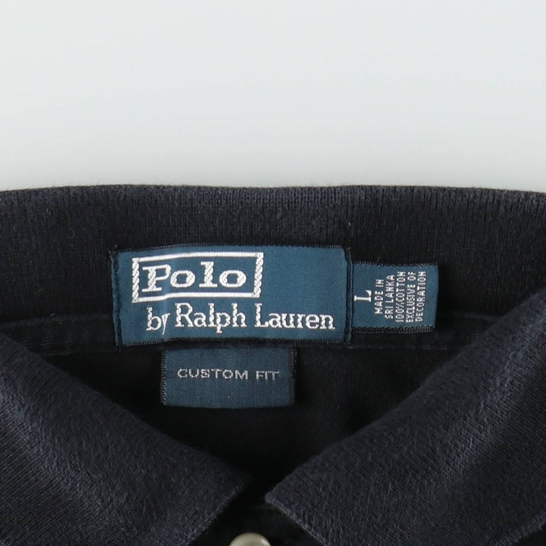 Ralph Lauren POLO by Ralph Lauren CUSTOM FIT short sleeve polo shirt, men's size L cotton black type Vintage Second Hand