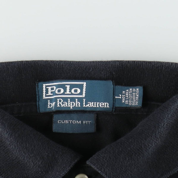 Ralph Lauren POLO by Ralph Lauren CUSTOM FIT short sleeve polo shirt, men's size L cotton black type Vintage Second Hand