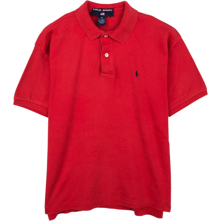 Ralph Lauren POLO SPORT short sleeve polo shirt, men's size M cotton red type Vintage Second Hand