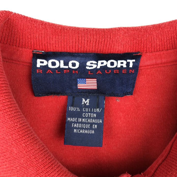 Ralph Lauren POLO SPORT short sleeve polo shirt, men's size M cotton red type Vintage Second Hand