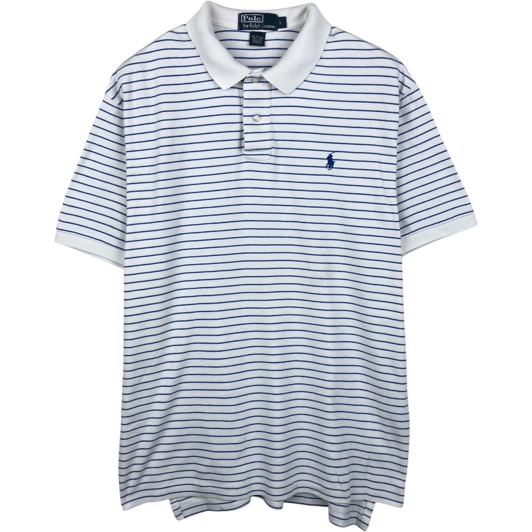 Ralph Lauren POLO by Ralph Lauren short sleeve striped polo shirt, men's size L cotton white type Vintage Second Hand