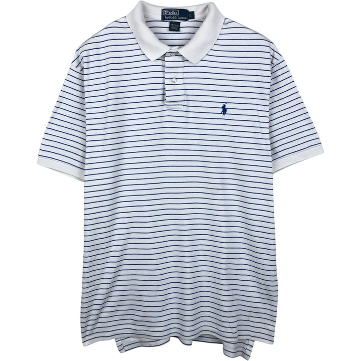 Ralph Lauren POLO by Ralph Lauren short sleeve striped polo shirt, men's size L cotton white type Vintage Second Hand
