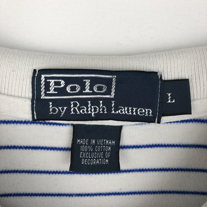 Ralph Lauren POLO by Ralph Lauren short sleeve striped polo shirt, men's size L cotton white type Vintage Second Hand