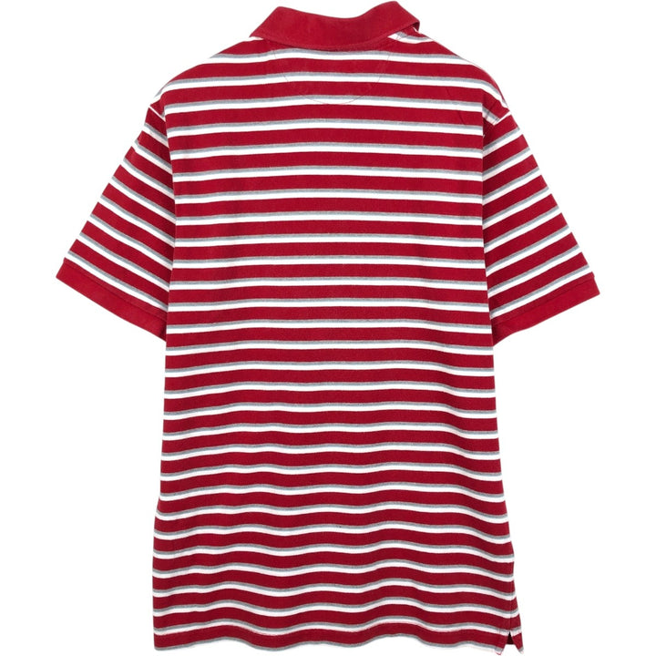 Ralph Lauren CHAPS Short-Sleeve Striped Polo Shirt, Men's Size L (approx.) cotton red type Vintage Second Hand
