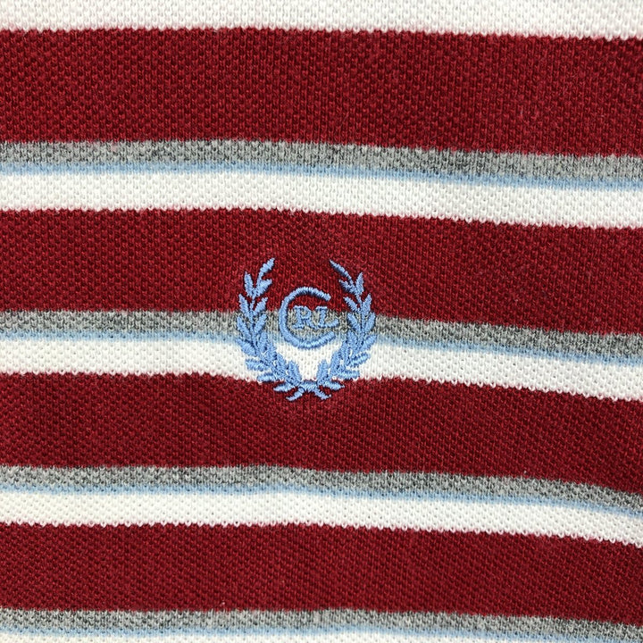 Ralph Lauren CHAPS Short-Sleeve Striped Polo Shirt, Men's Size L (approx.) cotton red type Vintage Second Hand