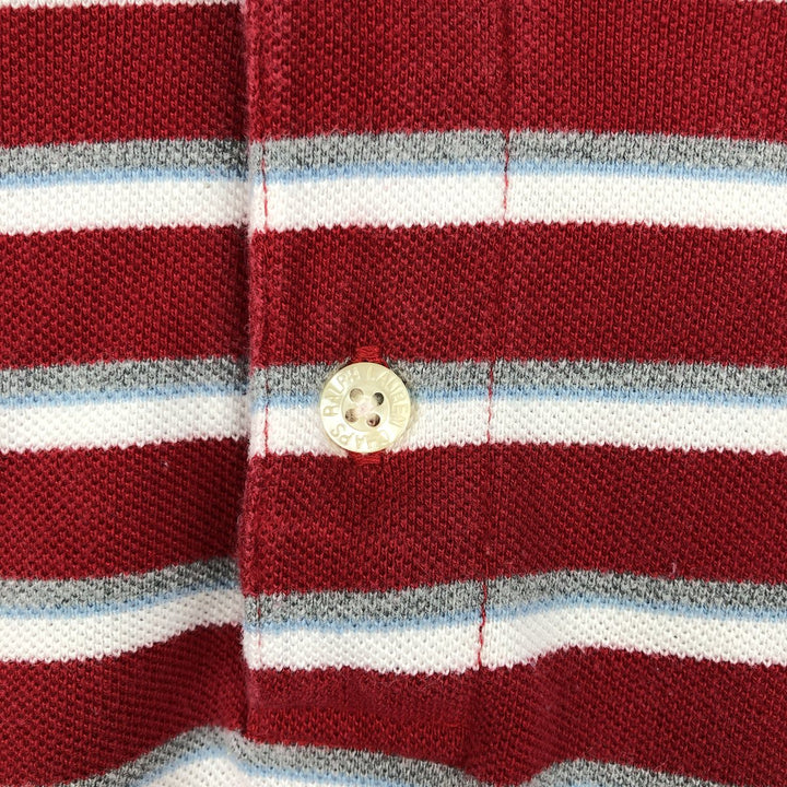 Ralph Lauren CHAPS Short-Sleeve Striped Polo Shirt, Men's Size L (approx.) cotton red type Vintage Second Hand