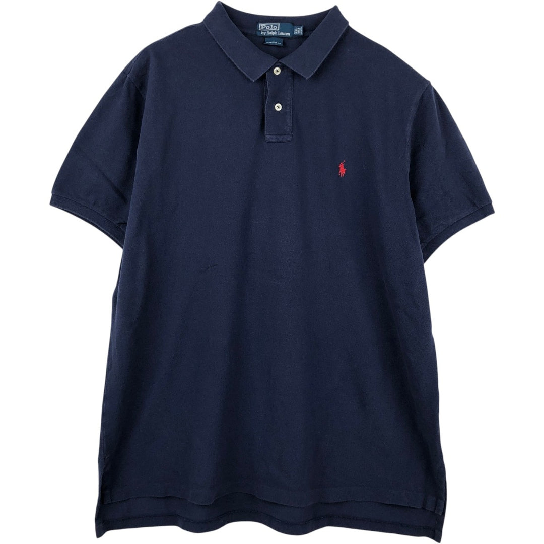 Ralph Lauren POLO by Ralph Lauren CUSTOM FIT short sleeve polo shirt, men's XXL equivalent cotton navy blue type Vintage Second Hand