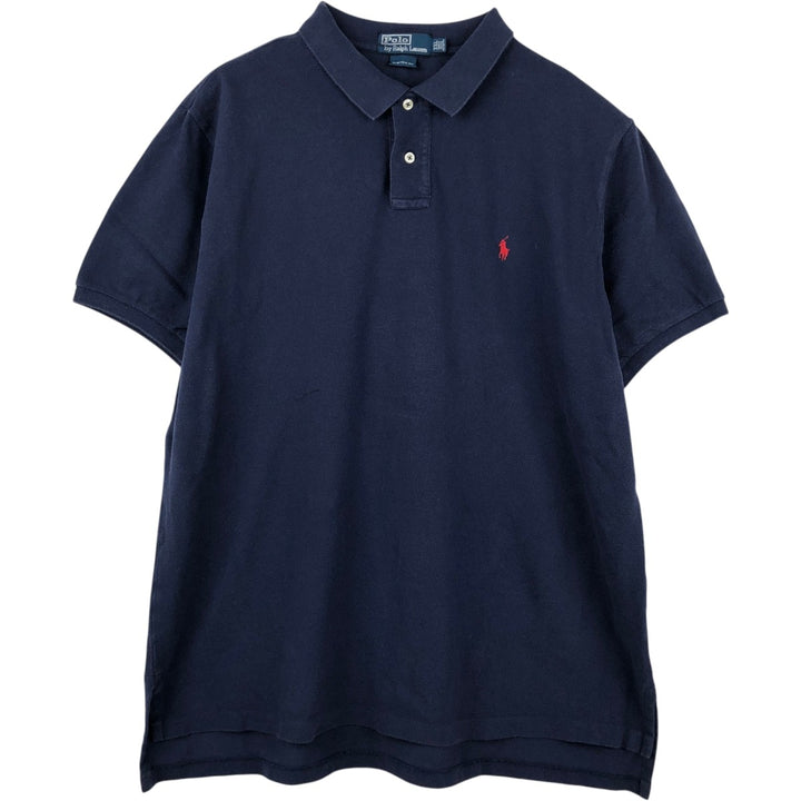 Ralph Lauren POLO by Ralph Lauren CUSTOM FIT short sleeve polo shirt, men's XXL equivalent cotton navy blue type Vintage Second Hand