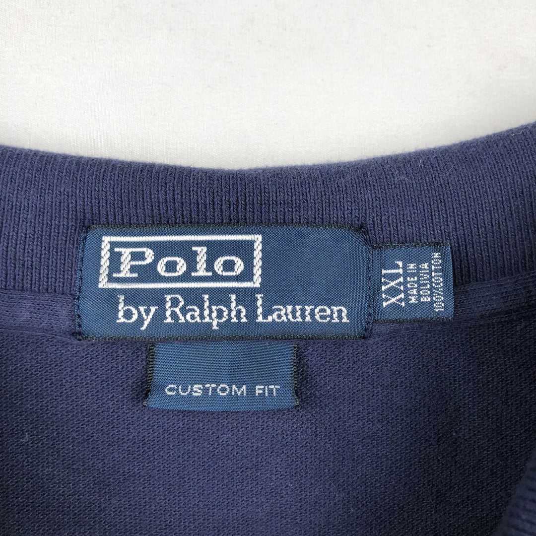 Ralph Lauren POLO by Ralph Lauren CUSTOM FIT short sleeve polo shirt, men's XXL equivalent cotton navy blue type Vintage Second Hand