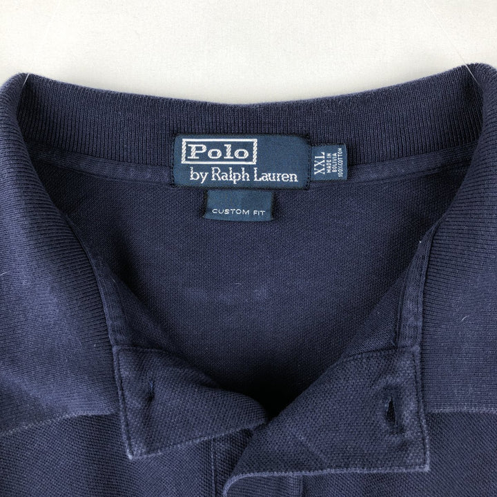 Ralph Lauren POLO by Ralph Lauren CUSTOM FIT short sleeve polo shirt, men's XXL equivalent cotton navy blue type Vintage Second Hand